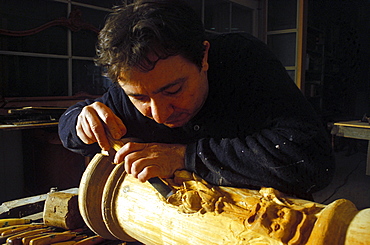 Wood carver, Naples, Campania, Italy