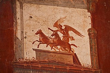 fresco of of Herculaneum, a large Roman town destroyed in 79AD by a volcanic eruption from Mount Vesuvius, UNESCO World Heritage Site, Ercolano, Naples, Campania, Italy, Europe