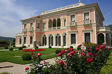 The villa from the French garden, Villa Ephrussi De Rothschild, St. Jean Cap-Ferrat, France