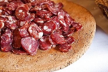 Traditional sardinian salami, Sadinia, Italy, Europe