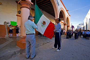 Flag-raising ceremony, Alamos, Sonora, Mexico, Central America