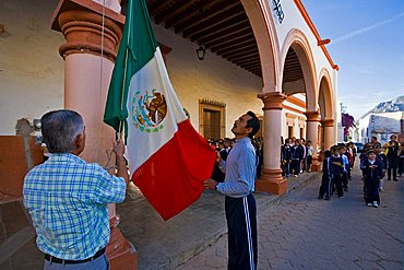 Flag-raising ceremony, Alamos, Sonora, Mexico, Central America