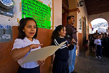 Flag-raising ceremony, Alamos, Sonora, Mexico, Central America