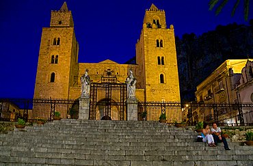 The Cathedral or Basilica of Cefalù at the dusk, Sicily, Italy