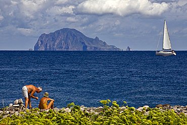 Panarea Island view from Salina Island, Messina, Italy, Europe