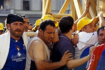 Giglio bearers, Festa dei Gigli, Nola, Campania, Italy