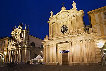 San Carlo square at sunset, Turin, Piedmont, Italy