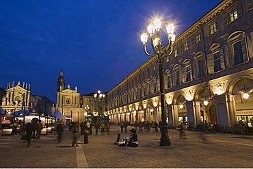 San Carlo square at sunset, Turin, Piedmont, Italy