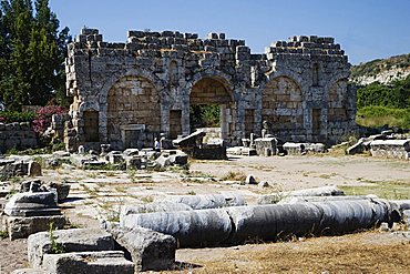 The Roman gate view from the interior of the site, Perge, Turkey,Europe