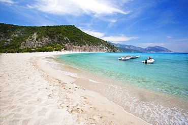 The sandy beach of Cala Luna, Orosei Gulf,  Gennargentu and Orosei Gulf National Park, Sardinia, Italy, Europe