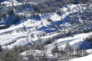 Landscape in winter, Modena Apennines, Emilia-Romagna, Italy