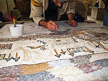 Middle East, Jordan, Mosaics, the patient artisanal work of making mosaics