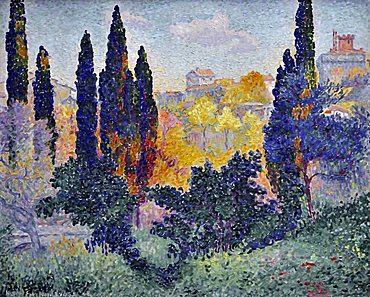 Cypresses at Cagnes, Henri-Edmond Cross, Musee d'Orsay, Paris, Ile-de-France, France, Europe