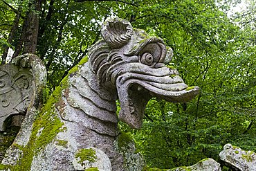 Winged dragon, Parco dei Mostri monumental complex, Bomarzo, Lazio, Italy