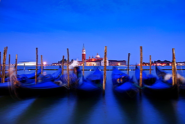 Gondole and San Giorgio island, Venice, Italy, Europe