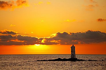 Rock and lighthouse Mangiabarche, Calasetta (CI), Sardinia, Italy, Europe