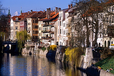 Ljubljanica river, City center, Ljubljana, Slovenia, Europe