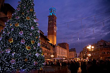 Christmas Market, Erbe square, Verona, Veneto, Italy