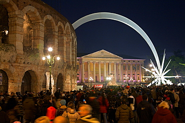 Christmas light, Piazza Braà, Verona, Veneto, Italy