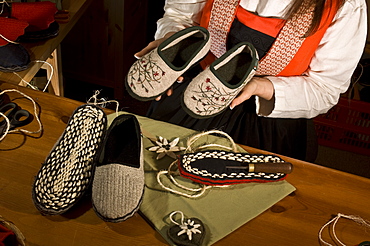 Slippers (Socka), Handicraft, Aosta, Gressoney-St-Jean, Valle d'Aosta, Italy, Europe