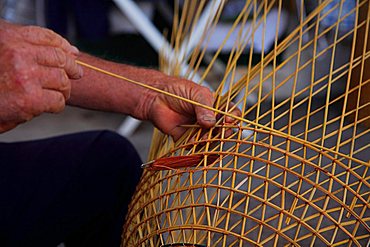 Fisherman make a lobster pot,Gallipoli, Apulia, Italy, Europe