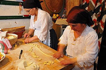 Preparation of a typical pasta, Baunei, Sardinia, Italy, Europe