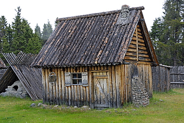 Traditional huts of wood-cutter, Reserve Faunique Assinica, Nord-du-Quebec, Quebec, Canada, North America