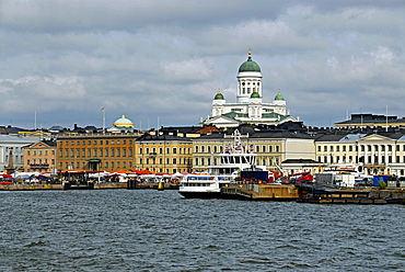 Cityscape from the sea, Helsinki, Uusimaa, Finland, Scandinavia, Europe