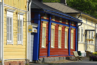 Typical wooden houses in Old Town, Naantali, Finland Proper, Finland, Scandinavia, Europe