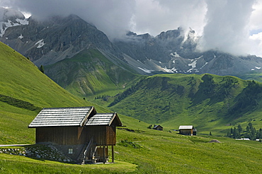 landscape towards fuchiare mountain hut, san pellegrino pass, italy