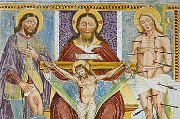 trinita' church: frescoes, casnigo, italy