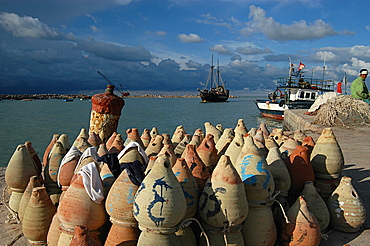 Fishing for octopus, Houmt Souk, Djerba, Tunisia, North Africa