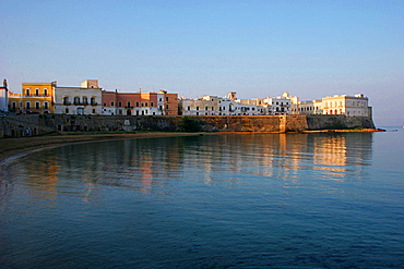 View of the old town over Puritv† beach, Gallipoli, Salentine Peninsula, Apulia, Italy