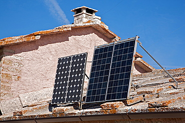 photovoltaic panel at Coe Veronese alp,  Lessini mountain, Lessinia Regional Park Lessinia, Veneto, Italy, Europe