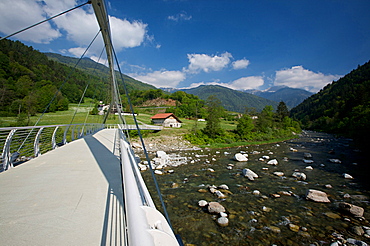 bridge over Sarca river by Tione of Trento, Rendena valley, Giudicarie valley, Trentino, Italy, Europe 