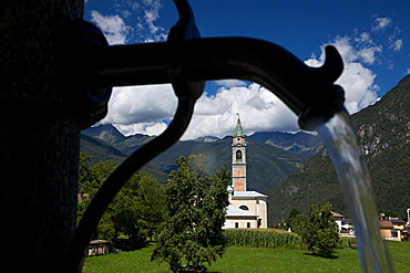 fountain at Bolbeno, Giudicarie valley, Trentino, Italy, Europe