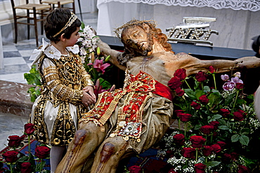 San Pier Niceto, village, Easter procession, Sicily, Italy, Europe