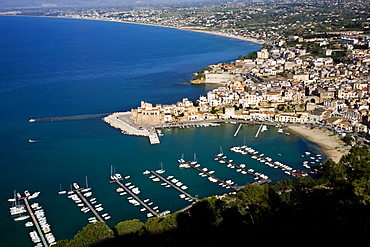 Aerial view, Castellamare del Golfo, Sicily, Italy, Europe