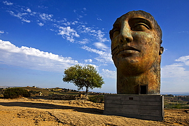 Valle dei Templi valley, Mitoraj sculpture, Agrigento, Sicily, Italy, Europe