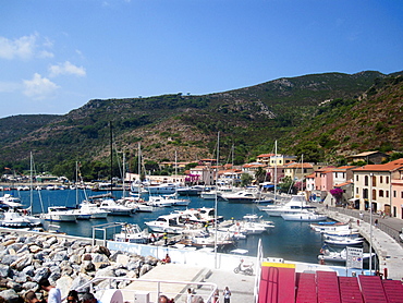 Touristi harbour, Capraia island, Tuscan archipelagos, Tuscany, Italy, Europe 