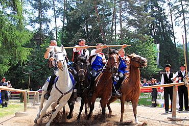 Cavalcata Oswald von Wolkenstein historical ride, Castelrotto, Alpi di Siusi, Trentino Alto Adige, Italy, Europe