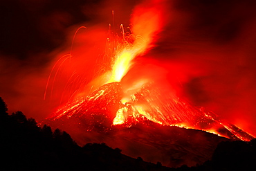 Eruption of Etna volcano, UNESCO, World Heritage Site, Sicily, Italy, Europe