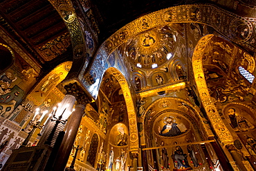 The Palatine Chapel, Cappella Palatina, Basilica Santo Pietro Apostolo, Palermo, Sicily, Italy, Europe