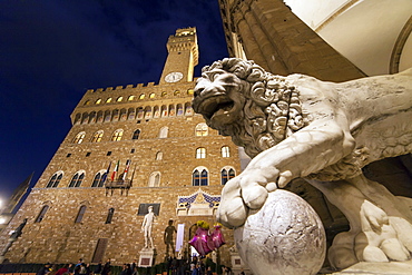 Palazzo Vecchio palace and Loggia dei Lanzi, Florence,Italy.