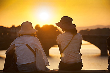 Sunset on Arno river, Florence, Tuscany, Italy, Europe