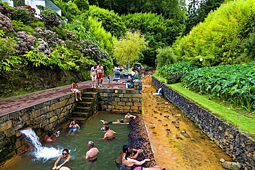 Natural water swimming pool, Dona Beija a Furnas, Sao Miguel, Azores Islands, Portugal, Europe