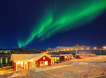 Northern light, Tjeldsundbrua, Lofoten island, Norway, Europe