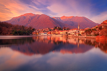 Sunrise over Lake Mergozzo, Piedmont, Italy, Europe