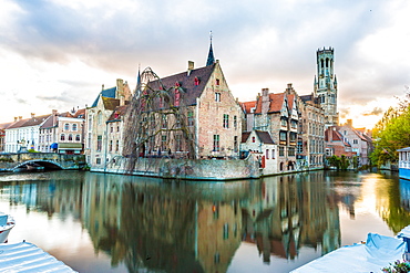 View from the Rozenhoedkaai, Bruges, Belgium, Europe