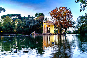 The 18th century Temple of Aesculapius, Villa Borghese gardens, Rome, Lazio, Italy, Europe